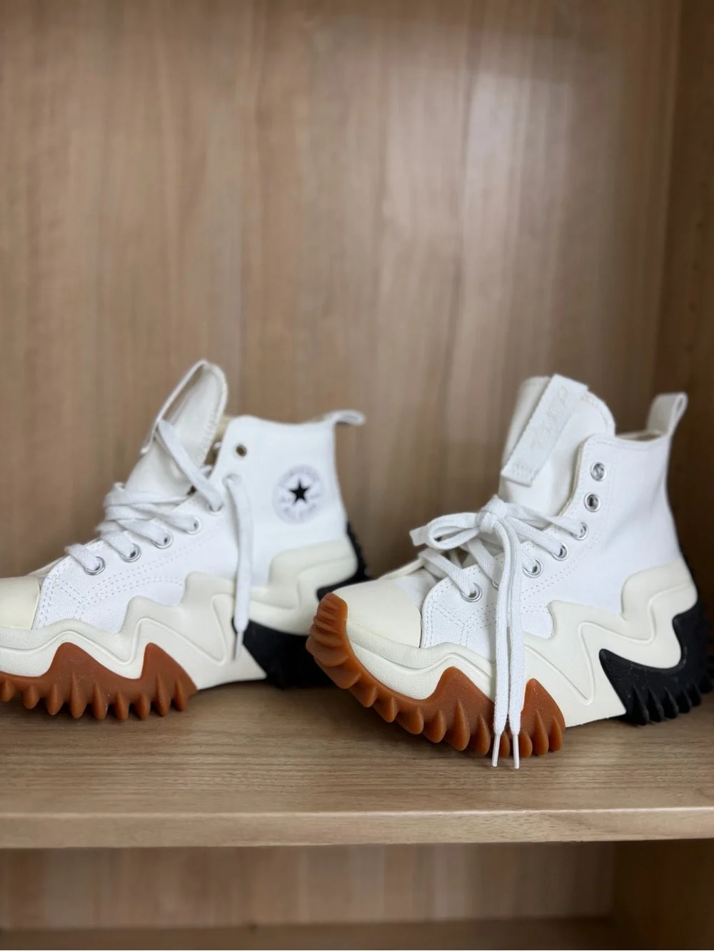 Converse High-Top Sneakers in White with Cream Tongue
